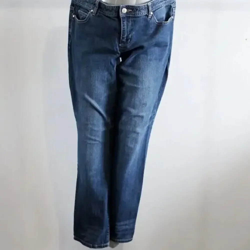 Michael Kors Dark Wash Jeans Size 10 Flare Metal Logo